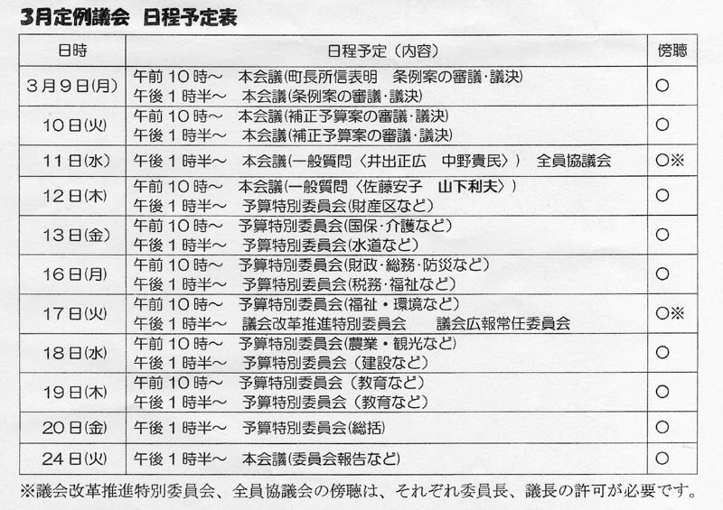 3月議会日程