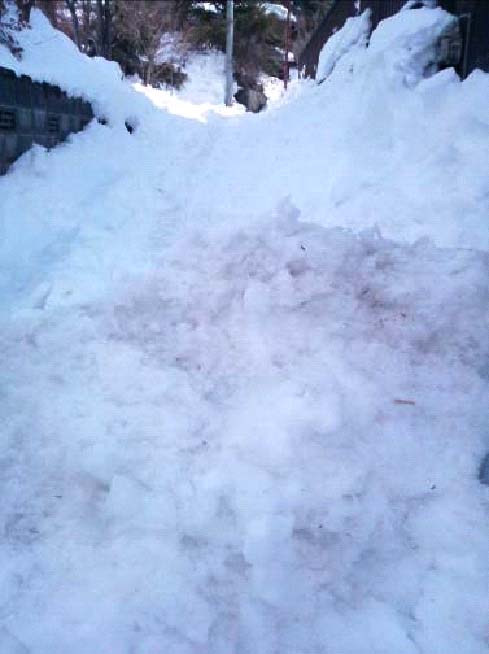 雪にふさがれた生活道路