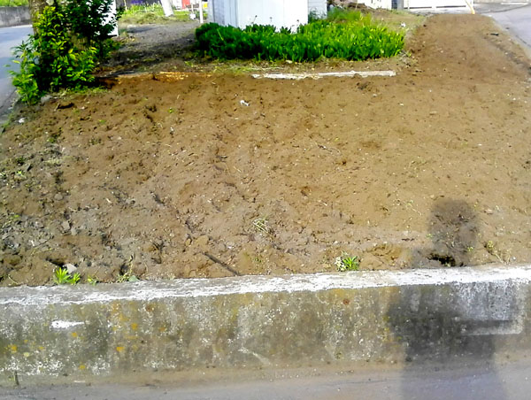 まちなみ花壇の耕しに参加