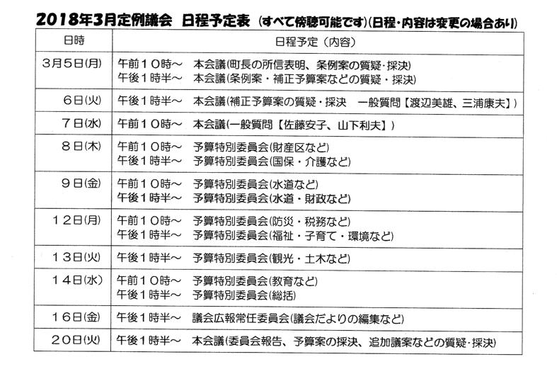 ３月議会日程